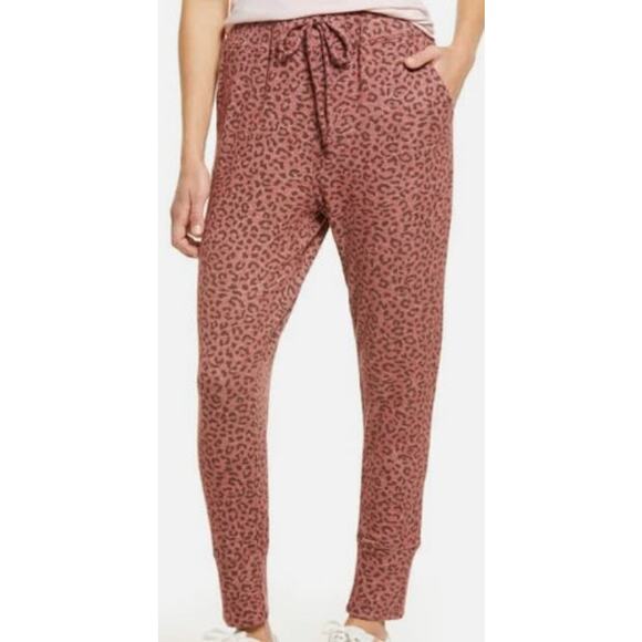 Bobeau Women's Pull On Cozy Jogger Lounge Pants 1X Withered Rose Leopard NWT - Picture 2 of 5